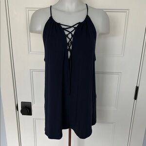 RO&DE Halter Neck Tie Front Loose Fit Sleeveless Top in Sz Medium